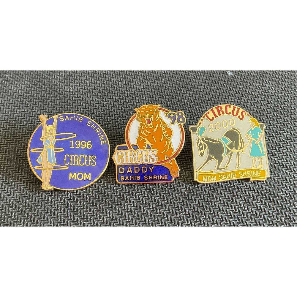 Sahib Shrine Circus Mom and Dad Pins Mixed lot set of 3,  96 98 00